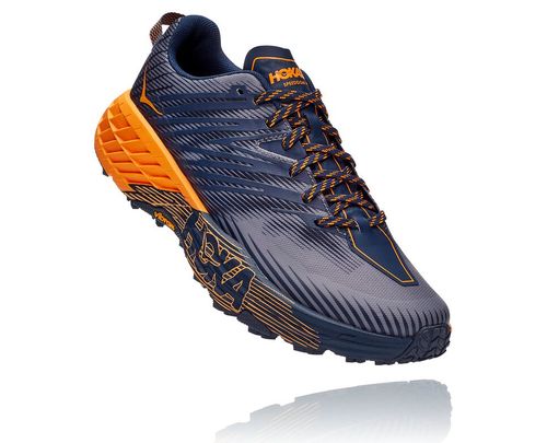 Hoka One One Herre Speedgoat 4 Trail Løpesko Svart Iris/Bright Marigold Norge-09RMF